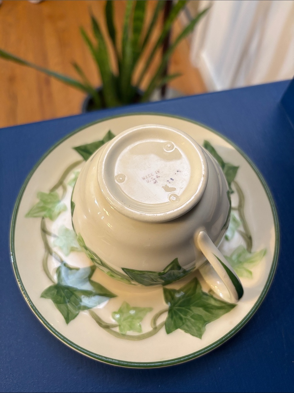 Vintage  Franciscan Ivy saucer and teacup set - hand-painted made in USA